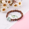 Round Natural Wood Beads Stretch Bracelets Sets BJEW-JB06000-6