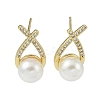 Rack Plating Brass With ABS Imitation Pearl Beads EJEW-U006-04G-1