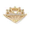 Rack Plating Brass Micro Pave Clear Cubic Zirconia Heart Crown Connector Charms KK-A234-060G-1