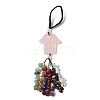 Hamsa Hand/Hand of Miriam Natural Rose Quartz Pendant Decorations HJEW-R127-02A-2