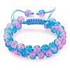 Sparkling Round Glass Braided Bead Bracelet BJEW-SW00082-14-1