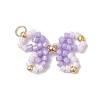 8Pcs Two Tone Glass Seed Beaded Bowknot Pendants PALLOY-CJ00137-3