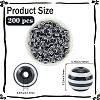 200Pcs Round Striped Resin Beads RESI-PA0001-17-2