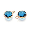 Golden Tone Brass Glass Charms GLAA-ZX008-24D-G-2