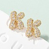 Brass Micro Pave Cubic Zirconia Stud Earrings EJEW-Z091-04G-K-1