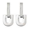 Brass Clear Cubic Zirconia U-Shaped Hoop Earrings EJEW-Q016-20P-2
