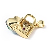 Real 18K Gold Plated Rack Plating Brass Micro Pave Clear Cubic Zirconia Pendants KK-C015-17G-15-3