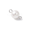 Shell Pearl Round Connector Charms PALLOY-JF04477-02-4