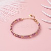 Round Natural Amethyst Beaded Bracelet BJEW-TA00038-02-3