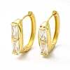 Clear Cubic Zirconia Rectangle Hoop Earrings EJEW-H093-11G-1
