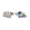 Ion Plating(IP) 304 Stainless Steel Grass Stud Earrings for Women EJEW-F300-04MC-2