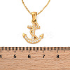 304 Stainless Steel Crystal Rhinestone Anchor Pendant Necklaces NJEW-Z057-01A-G-5