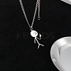 Funny Middle Finger Stickman 201 Stainless Steel Pendant Necklaces with Alloy Chains FS-WGF11D3-01-1