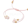 Natural Rose Quartz Chip & MIYUKI Round Rocailles Beads Braided Bead Bracelets BJEW-MZ00252-01-4