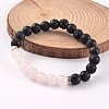 Natural Lava Rock Beaded Stretch Bracelets BJEW-JB02184-01-1
