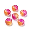 Two Tone Transparent Crackle Acrylic European Beads TACR-P009-B01-05-1