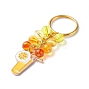 4Pcs Flower/Bee/Orange Juice Alloy Enamel Pendant Keychain KEYC-JKC00412-05-5