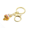 Fortune Cat Porcelain Pendant Keychain KEYC-G064-02B-2