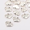Wedding Theme Antique Silver Tone Tibetan Style Heart with Matron of Honor Rhinestone Charms X-TIBEP-N005-03A-2
