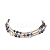 Round Natural Lapis Lazuli & Synthetic Howlite Beaded Wrap Long Necklaces NJEW-JN05907-02-7