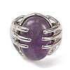 Oval Natural Amethyst Finger Ring G-Q184-06G-P-2