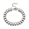 304 Stainless Steel Rectangle Link Chain Braceletes for Women BJEW-R022-01P-4