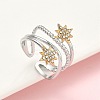 Sun 304 Stainless Steel Rhinestone Cuff Rings LS-RJEW-D338-04GP-4