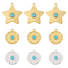 9Pcs 3 Styles Synthetic Turquoise Pendants STAS-TA0006-41-1