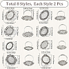 SUNNYCLUE 16Pcs 8 Style Adjustable Alloy Finger Rings Components FIND-SC0008-66-2