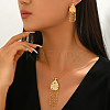 Bohemian Style Brass Synthetic Turquoise & Imitation Pearl Stud Earrings & Pendant Necklaces Sets for Women CC4434-3