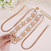 1Pc Imitation Leather Flower Brass Ring Link Chain Waist Belly Chains Belts for Women AJEW-CL0001-49A-3