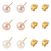 6Pcs 3 Colors Natural Cultured Freshwater Pearl Stud Earrings EJEW-TAC00027-2