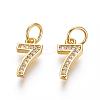 Brass Micro Pave Clear Cubic Zirconia Charms ZIRC-L092-07-G-1