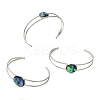 3Pcs 3 Styles Natural Abalone Shell 304 Stainless Steel Open Cuff Bangle Sets with Enamel BJEW-JB14413-02-4