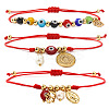 3Pcs Brass & 304 Stainless Steel Virgin Mary Charm Bracelets BA3044-1-4