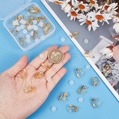 36Pcs Brass Clip-on Earring Findings KK-SP0001-08G-1