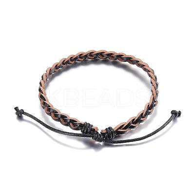 Adjustable Braided Leather Cord Bracelets BJEW-P099-21-1