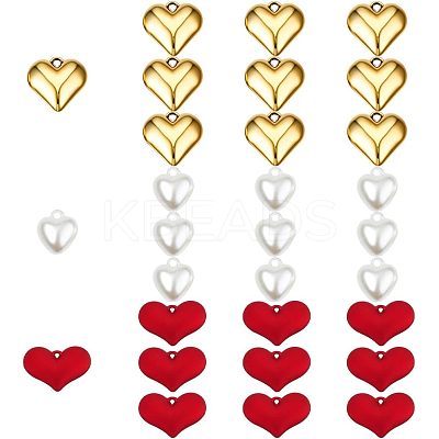 30Pcs 3 Style Heart Pendants FIND-FH0003-50-1