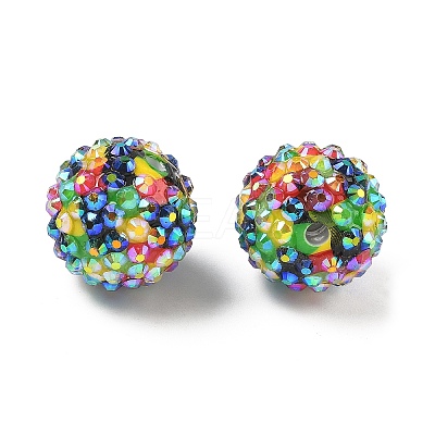 Round Resin Rhinestone Beads OACR-Z035-02E-1