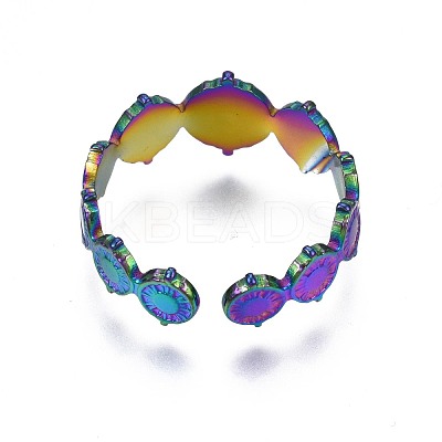 304 Stainless Steel Flat Round Wrapped Cuff Ring RJEW-N038-063-1