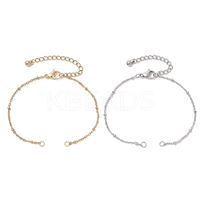2Pcs 2 Colors 304 Stainless Steel Satellite Chain Bracelet Making AJEW-JB01300-1