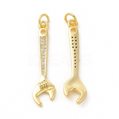 Rack Plating Brass Micro Pave Cubic Zirconia Tool Pendants KK-I699-12G-1