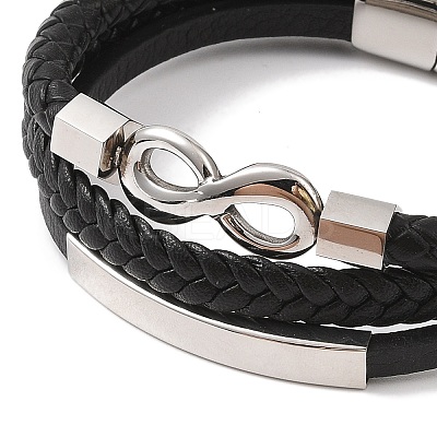 Braided Microfiber Leather Multi-strand Bracelets BJEW-B096-05D-1