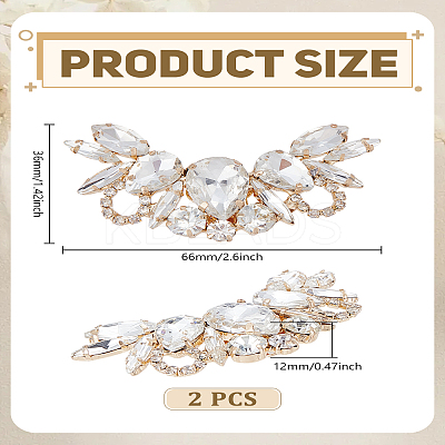 2Pcs Alloy Rhinestone Shoe Buckle Clips FIND-LP0009-90G-1
