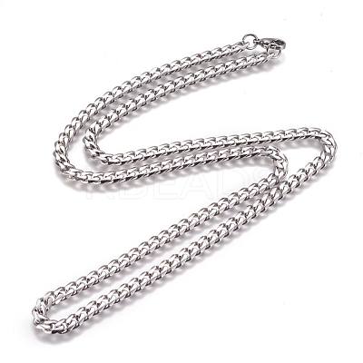 Non-Tarnish 304 Stainless Steel Cuban Link Chain Necklaces NJEW-L159-02B-P-1
