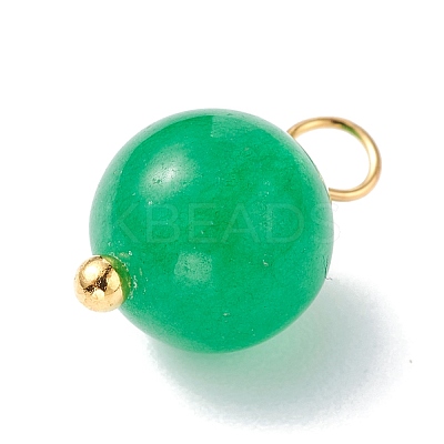 Dyed Natural White Jade Round Charms PALLOY-JF01147-01-1