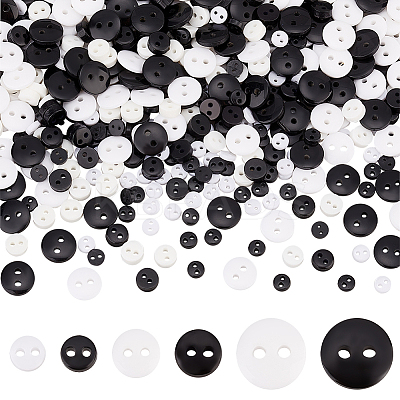 600Pcs 6 Style Nylon & Resin Tiny Button Sets BUTT-FG0001-18-1