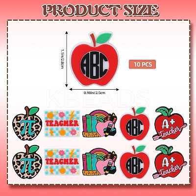 10Pcs 5 Styles Teachers' Day Silicone Focal Beads SIL-SZ0001-70-1