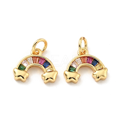 Eco-friendly Brass Micro Pave Colorful Cubic Zirconia Pendants KK-D080-26G-1