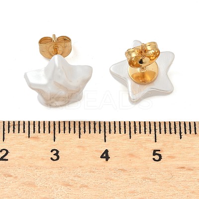 304 Stainless Steel Plastic Imitation Pearl Stud Earrings EJEW-R030-01G-03-1